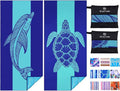 2 Pack Microfiber Lightweight Beach Towel 71"x32" Oversized Extra Large Thin Sand Free Towels Travel Swim Pool Yoga Gym Camping for Adults Women Men Beach Essentials Accessories Vacation Gift