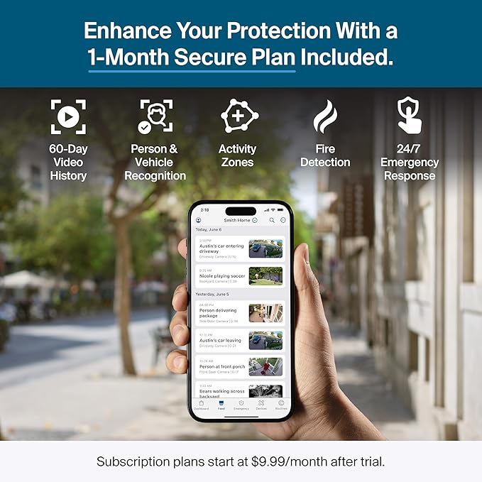 Arlo Pro Security Camera (6th Gen - 2025 Release) - 2K HDR, Battery Power, Event Captions, Emergency Response, 1-Month Trial of Secure Plan, 160° Field of View, Dual-Band WiFi, Spotlight, 3 Cam, White
