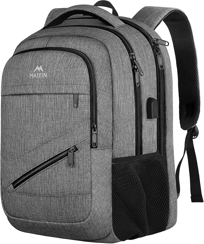 MATEIN 18 Inch Laptop Bookbag, 50 L Extra Large School Laptop Backpack with Luggage Strap and TSA Laptop Compartment for Men Women, Waterproof Carry On Computer Bag for Students Teachers, Grey