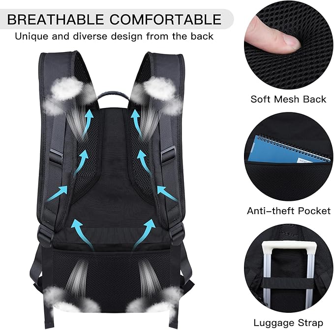 18.4 Inch Travel Laptop Backpack,Extra Large Backpack, Laptop Backpack for Men, 55L Water Resistant TSA Airline Approved Business Work College School Computer Bag with USB Port
