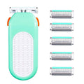 Domon dolly Razors for Women 6 Refills 3 Blades Shaver for Face Legs Bikini area, Comfort Glid, Green