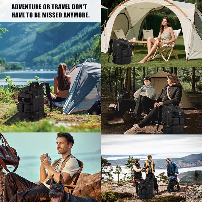 Tactical Backpack for Men, 40/50L Expandable Military Backpack, Waterproof MOLLE Hiking & Camping Rucksack, Assault Pack & Bug Out Bag for Outdoor, Work Backpack