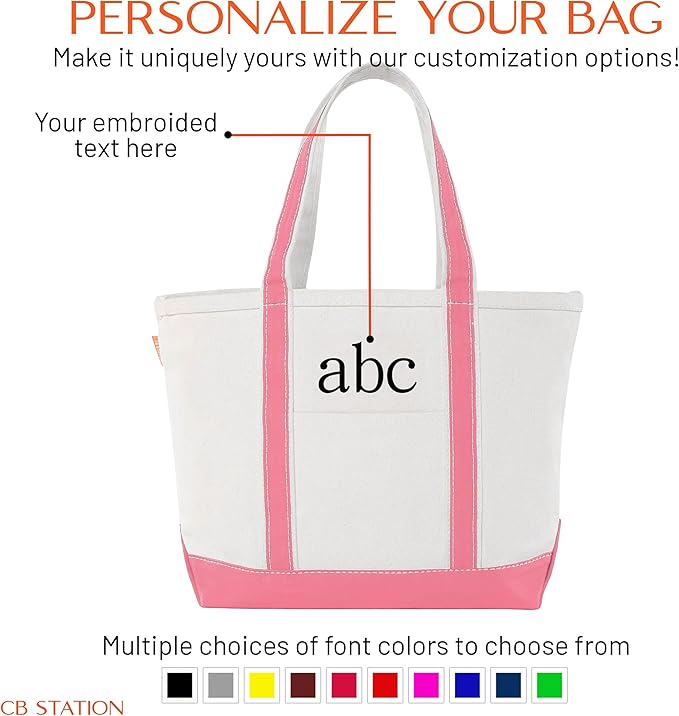 CB STATION Medium Classic Canvas Tote Bag for Women, Top Zipper Closure, Outer Pocket, Daily Essentials, Groceries, Traveling