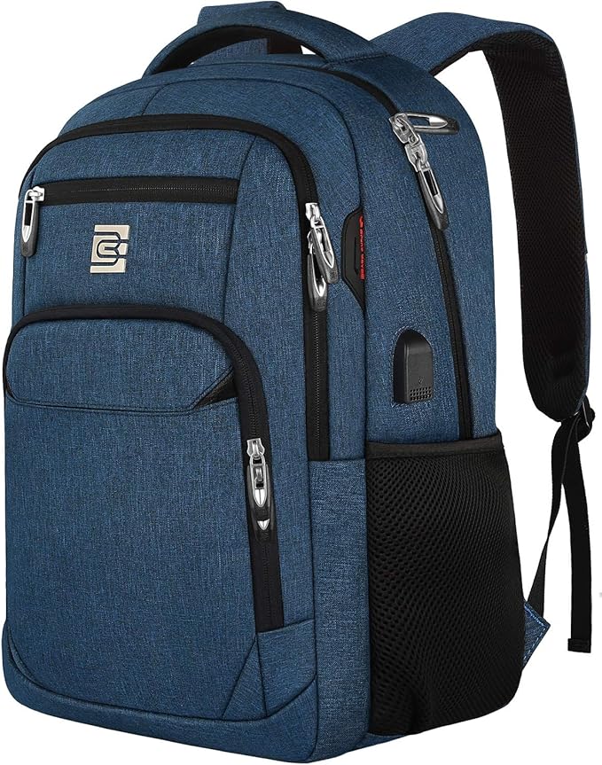 Laptop Backpack,Business Travel Anti Theft Slim Durable Laptops Backpack with USB Charging Port,Water Resistant College Computer Bag for Women & Men Fits 15.6 Inch Laptop and Notebook - Blue