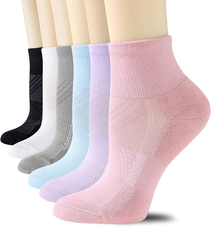 CS CELERSPORT 6 Pairs Women's Running Ankle Socks Athletic Sport Socks Cushioned