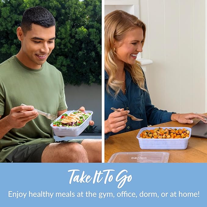 Bentgo 20-Piece Lightweight, Durable, Reusable BPA-Free 1-Compartment Containers - Microwave, Freezer, Dishwasher Safe - Periwinkle