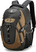 Swissdigital Design Laptop Backpack with USB Charging Port, TSA Travel Backpack Fits 15.6 inches Computer, 31L College School Backpack for Men, Tan/Black | SD803