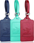 Teskyer Luggage Tags, 3 Pack Premium PU Leather Luggage Tags Privacy Protection Travel Bag Labels Suitcase Tags