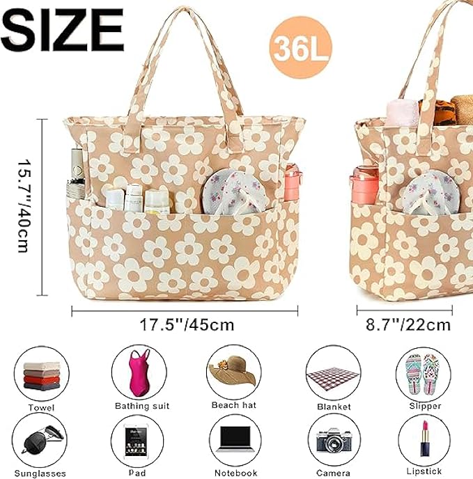 Waterproof Beach Tote Pool Bags for Women Ladies Extra Large Gym Tote Carry On Bag With Wet Compartment for Weekender Travel