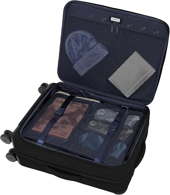 Away Softside Medium Checked Suitcase, 26 Inch Lightweight, Expandable Luggage For Men & Women, Durable Nylon Exterior, TSA Approved Lock, Idea1 For Trips 1-2 Weeks, Jet Black