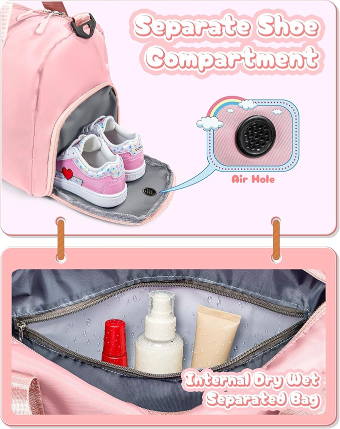 Graduation Gifts for Girls-Girl Gym Bag with Shoe Compartment, Kid Personalized Weekender Overnight Bags, Initial Travel Tote with Makeup Pouch, Gift Ideas for Niece Sister (Letter O)
