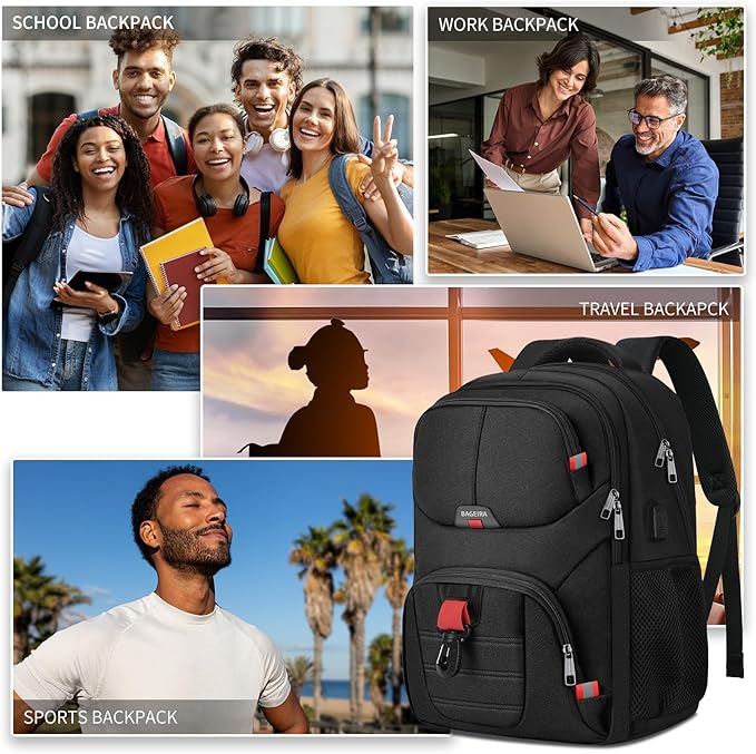 Black Backpack for Men, School Backpack for Boys Teens, Backpacks for School, College backpack, Book Bag, Water Resistant Bookbag, Business Work Travel Mochilas escolares para adolescentes