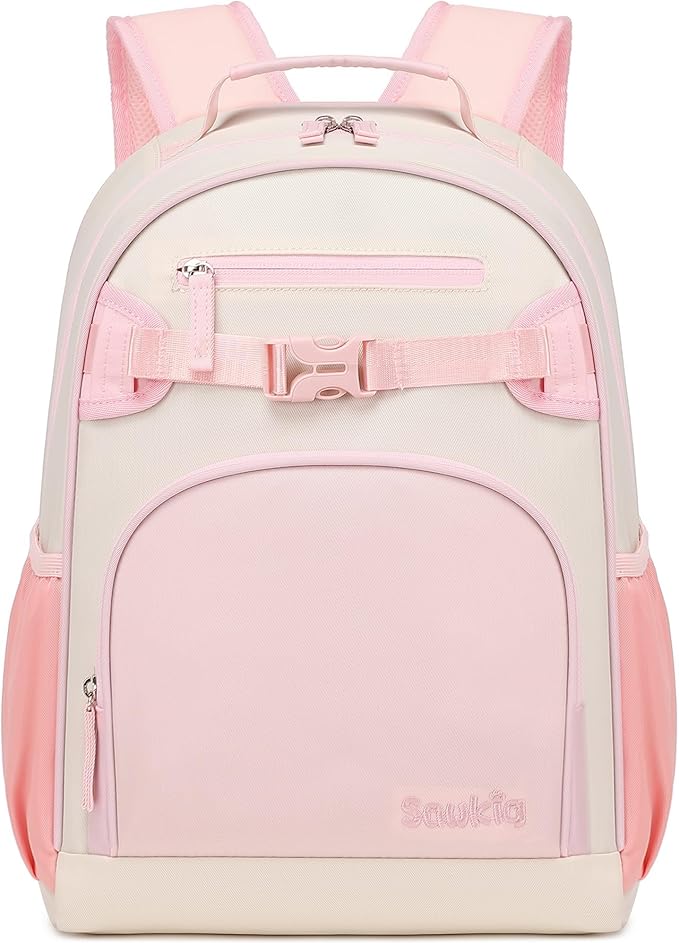Lightweight Cute Kids Backpack for School Kindergarten Elementary Backpacks for Gilrs ages 6-8-10 (Pink Cream)