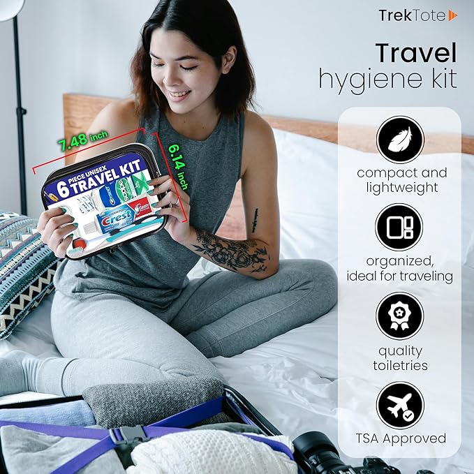 Trektote 6-Piece Travel Size Toothbrush and Toothpaste Set (25 Pack) - TSA Approved Toothbrush Travel Kit - Includes Toothpaste and Mouthwash - Dental Oral Care Kit