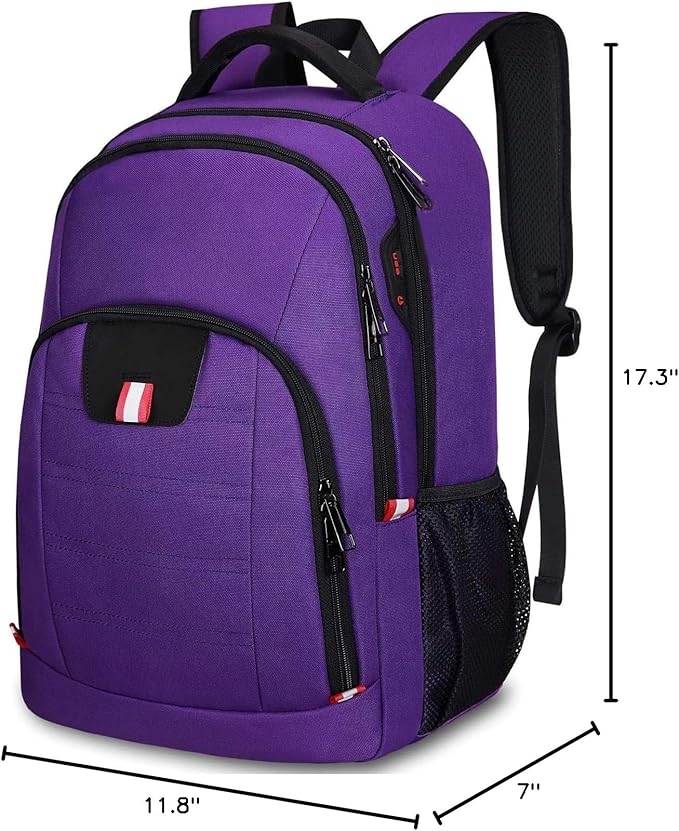 Travel Laptop Backpack, Anti Theft Backpack for Men and Women with USB Slit Business Computer Backpack Bag (Purple, 15.6 Inch)