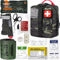 EVERLIT Emergency Trauma Kit, CAT GEN-7 Tourniquet 36" Splint, Military Combat Tactical IFAK for First Aid Response, Critical Wounds, Severe Bleeding Control (Black Camo)