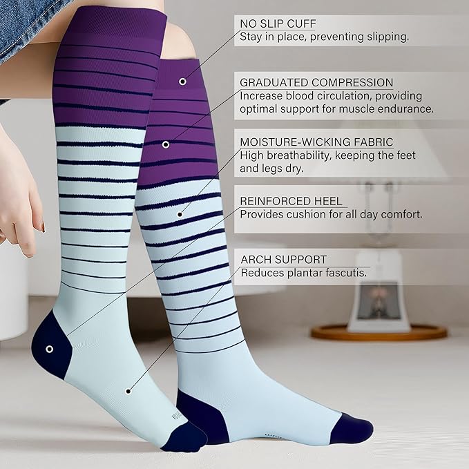 LEVSOX Compression Socks for Pregnant Women 20-30 mmHg Knee High Cute Funny Mens Supports Socks for Nurses, Medical, Travel