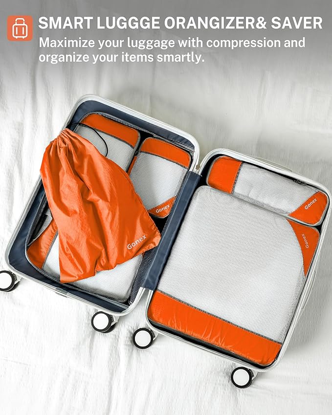 Compression Packing Cubes, Gonex Extensible Storage Mesh Bags Organizers