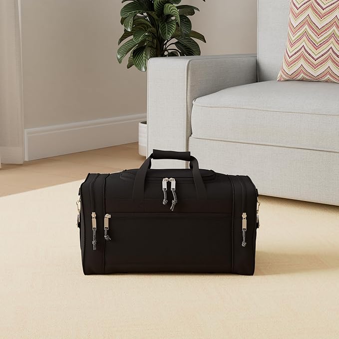 DALIX 21" Blank Sports Duffle Bag Gym Bag Travel Duffel Adjustable Strap in Black
