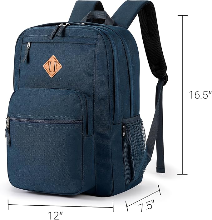ZORFIN 26L Backpack for College, and Travel: Water Resistant Bookbag - Steel blue
