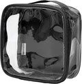 Clear TSA Approved 3-1-1 Travel Toiletry Bag for Carry On / Quart Size Transparent Liquids Pouch for Airport Security / Reusable See Through Vinyl & PVC Plastic Organizer for Men and Women (Black)