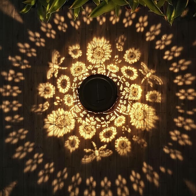Solar Outdoor Lanterns, Sunflower GardenDecor LED Light Hanging Waterproof SolarMetal Lantern Gifts for Women Mom GrandmaOutdoor Decoration for Patio Pathway Yard