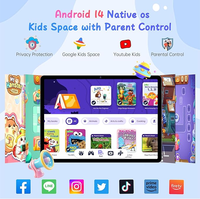 HAOVM Tablet 10 inch Android 14, 4G SIM Unlocked, Kid Tablet with SIM Card Slot, IPS Touch Screen, 2.0GHz Fast Processor, 3GB+32GB+TF Expand,2.4G/5GHz WiFi,8MP Camera, GPS, with Blue case