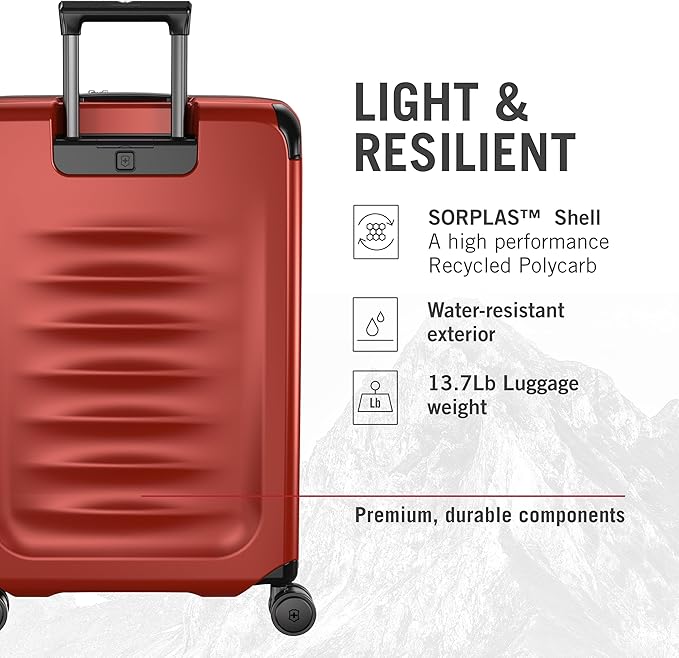 Victorinox Spectra 3.0 Expandable Medium Case - Modern Hardside Luggage - Rolling Suitcase with Spinner Wheels - Holds Travel Accessories - 81 Liters, Red