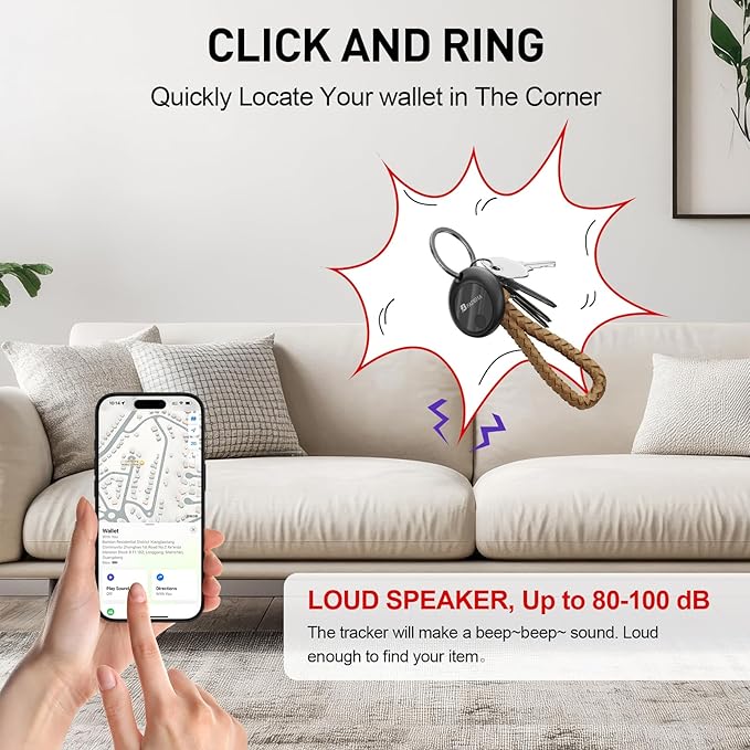 2025 [Apple MFi Certified] (iOS Only) Bluetooth Tracker Smart Finder for Apple Find My, iPhone Card Wallet Finder GPS Tracker, 5-10 Years Battery, Keys Finder and Item Locator for Keys, Bags, Passport