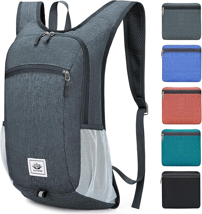 Esup 15L Lightweight Hiking Backpack Foldable Small Travel Backpack Packable Camping Backpack for Women Men (Dark Gray)