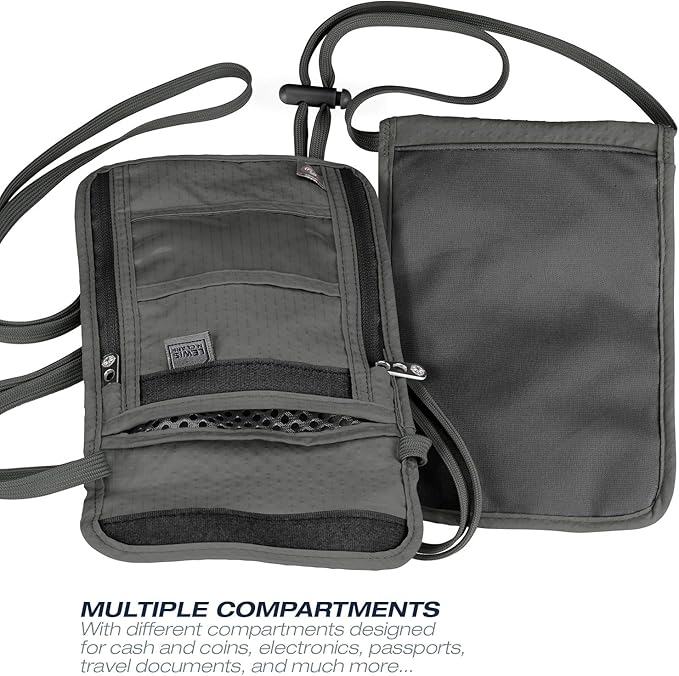Lewis N. Clark RFID Blocking Stash Neck Wallet, Travel Pouch + Passport Holder for Women & Men, Black, One Size