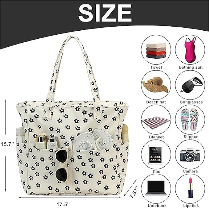 Waterproof Beach Tote Pool Bags for Women Ladies Extra Large Gym Tote Carry On Bag With Wet Compartment for Weekender Travel