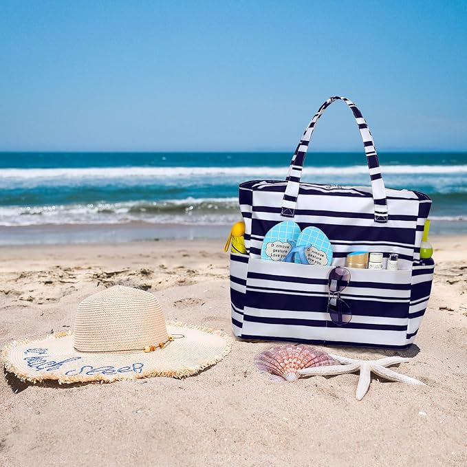 Waterproof Beach Tote Pool Bags for Women Ladies Extra Large Gym Tote Carry On Bag With Wet Compartment for Weekender Travel