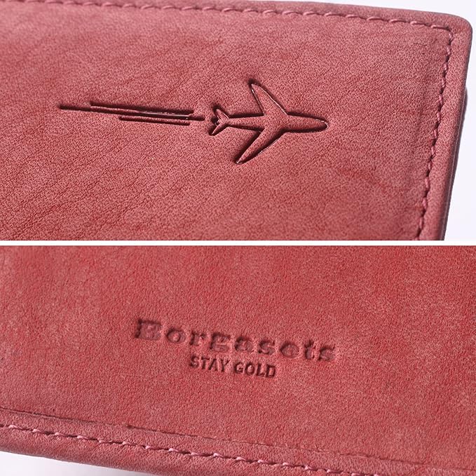 Genuine Leather Passport Case, RFID Passport Cover with Credit Card Holder for Women and Men Family ID Travel