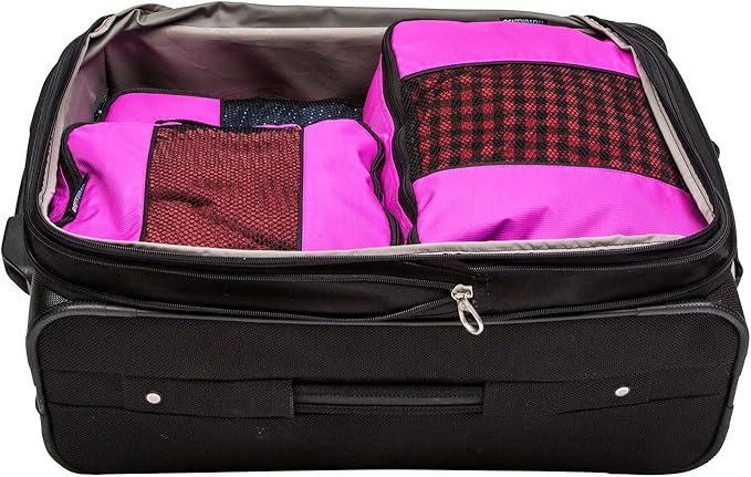TravelWise Luggage Packing Organization Cubes 5 Pack, Pink, 1 Small, 2 Medium, 2 Large