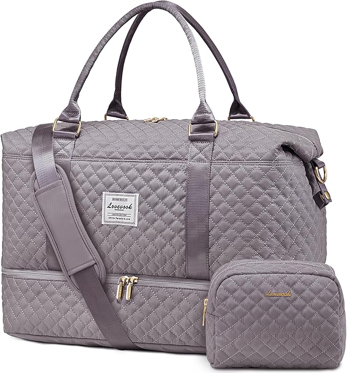 LOVEVOOK Travel Duffle Bag,Weekender Bags for Women with Shoe Compartment，Carry on Overnight Bag with Toiletry Bag,Gym Duffel Bag with Wet Pocket, Hospital Bags for Labor and Delivery