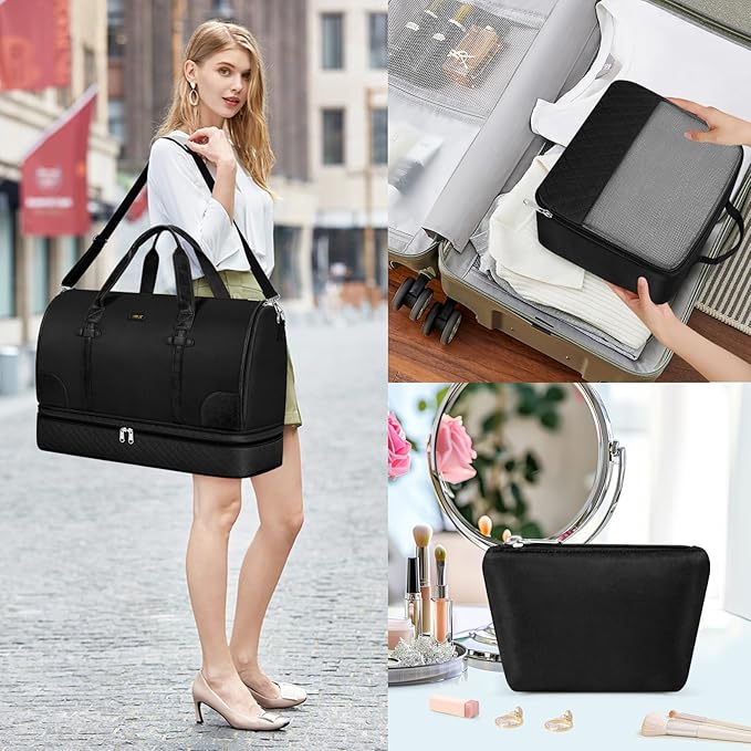 Convertible Travel Garment Bags - Carry On Garment Duffel Bag with Shoe Compartment Large Travel Garment Bag with Storage Bag Toiletry Bag 2 in 1 Hanging Suit Bag Weekender Bag for Women Men 3pcs Set