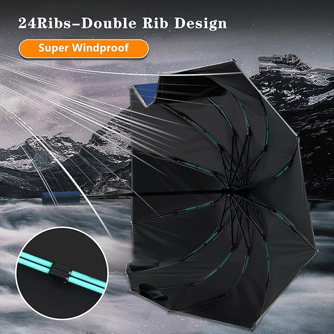 Large Double-Ribs Umbrella Automatic Folding Umbrella for Women Men, Travel, UPF 50+ UV Protection
