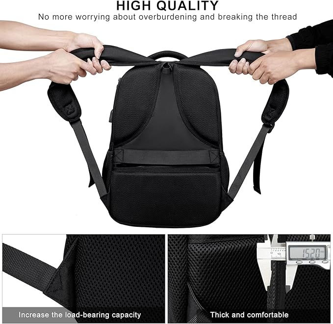 School Backpack for Teen Boys & College Students - 17.3 Inch Laptop Backpack with USB Charging Port, Anti-Theft Water Resistant Large Bookbag for Men, Travel & Work, Black