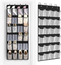 FENTEC 24 Pocket Over Door Shoe Organizer, Mesh Closet Shoe Holder, Black