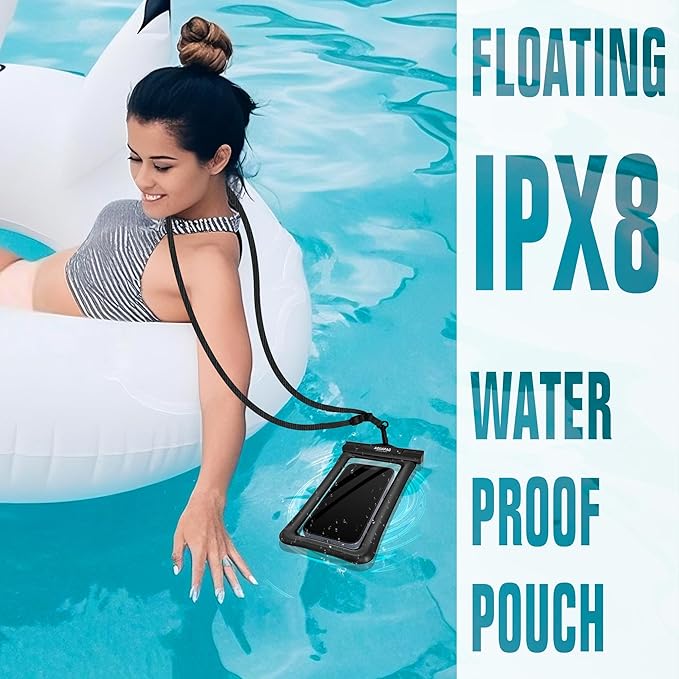 NEPHI IP68 Waterproof Phone Pouch -Up to 8.0"，Adjustable Neck Lanyard Floating Waterproof Phone Case for iPhone,Phone Dry Bags for Vacation Beach Pool Travel Essentials (Assorted Colors 4 Pack)