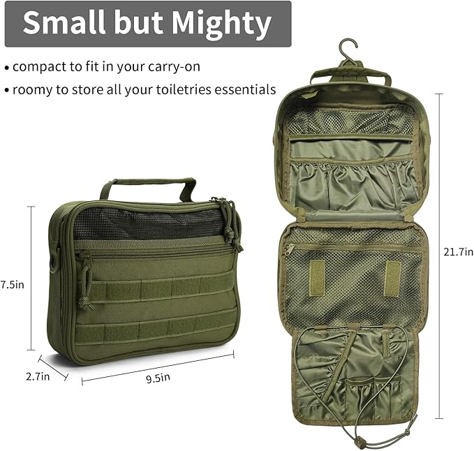 VELVEBAG Mens Toiletry Travel Bag Hanging Toiletry Bag Toiletry Bag Shaving Bag for Men Travel for Cosmetic,Toiletries,Accessories Green