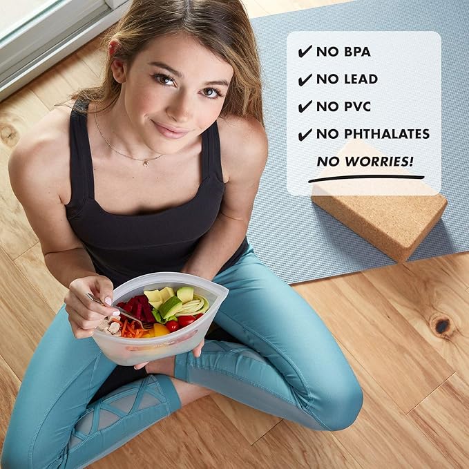 Zip Top Reusable Food Storage Bags | Small Dish [Lavender] | Silicone Meal Prep Container | Microwave, Dishwasher and Freezer Safe | Made in the USA