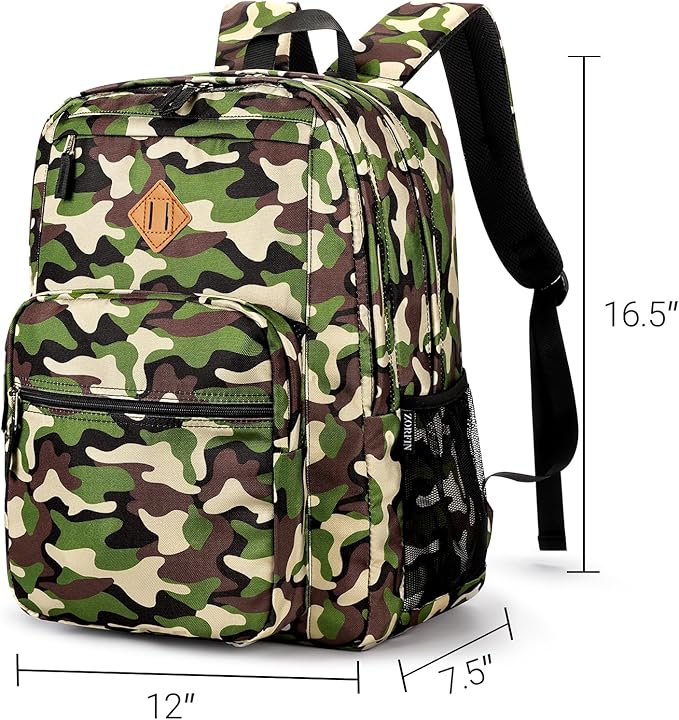 ZORFIN 26L Backpack for College, and Travel: Water Resistant Bookbag - Buckshot Camo