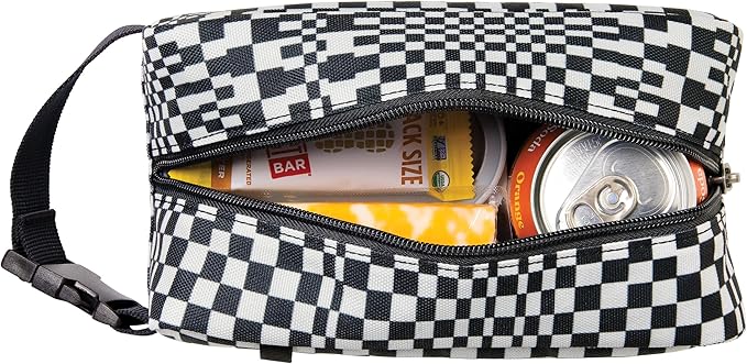 PackIt® Freezable Snack Box, Checked Out, Built with ECOFREEZE Technology, Collapsible, Reusable, Zip Closure with Buckle Handle, Designed For Work Snacks, Fresh Snacks On the Go, Adults, and All Ages