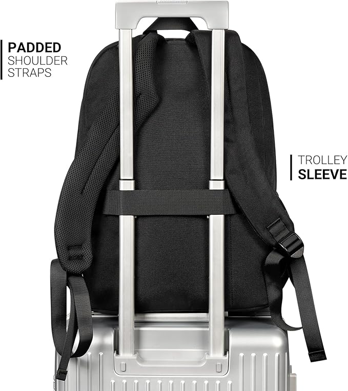 ZORFIN 26L Black Backpack for College, and Travel: Water Resistant Bookbag