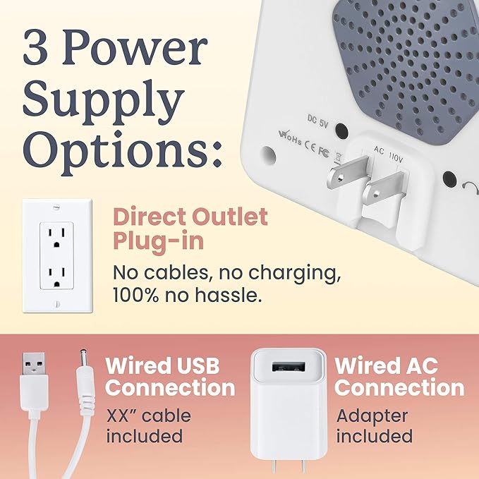Plug In White Noise Sound Machine for Baby Sleep & Adults, Hallway & Bathroom Noise Blocker, Outlet Sound Machine for Office Privacy & Home Use with Adjustable Night Light & Memory Function by Calm Me