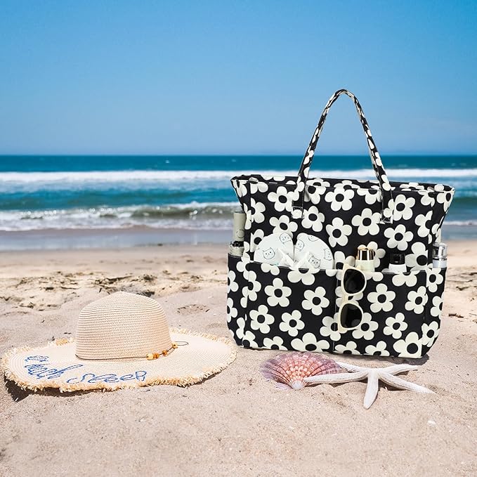 Waterproof Beach Tote Pool Bags for Women Ladies Extra Large Gym Tote Carry On Bag With Wet Compartment for Weekender Travel