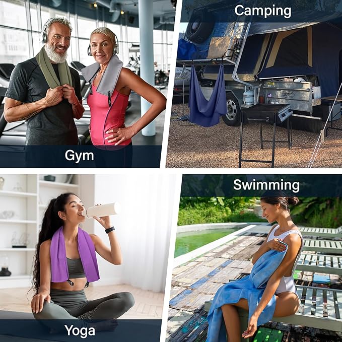 APEXUP Microfiber Travel Towel, Ultra Absorbent Quick Dry Towels, Lightweight Gym Sports Camping Towel for Workout, Yoga, Beach, Shower, Swimming (72"×40", Dark Blue)