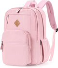 ZORFIN 26L Backpack for College, and Travel: Corduroy Bookbag - Light Pink